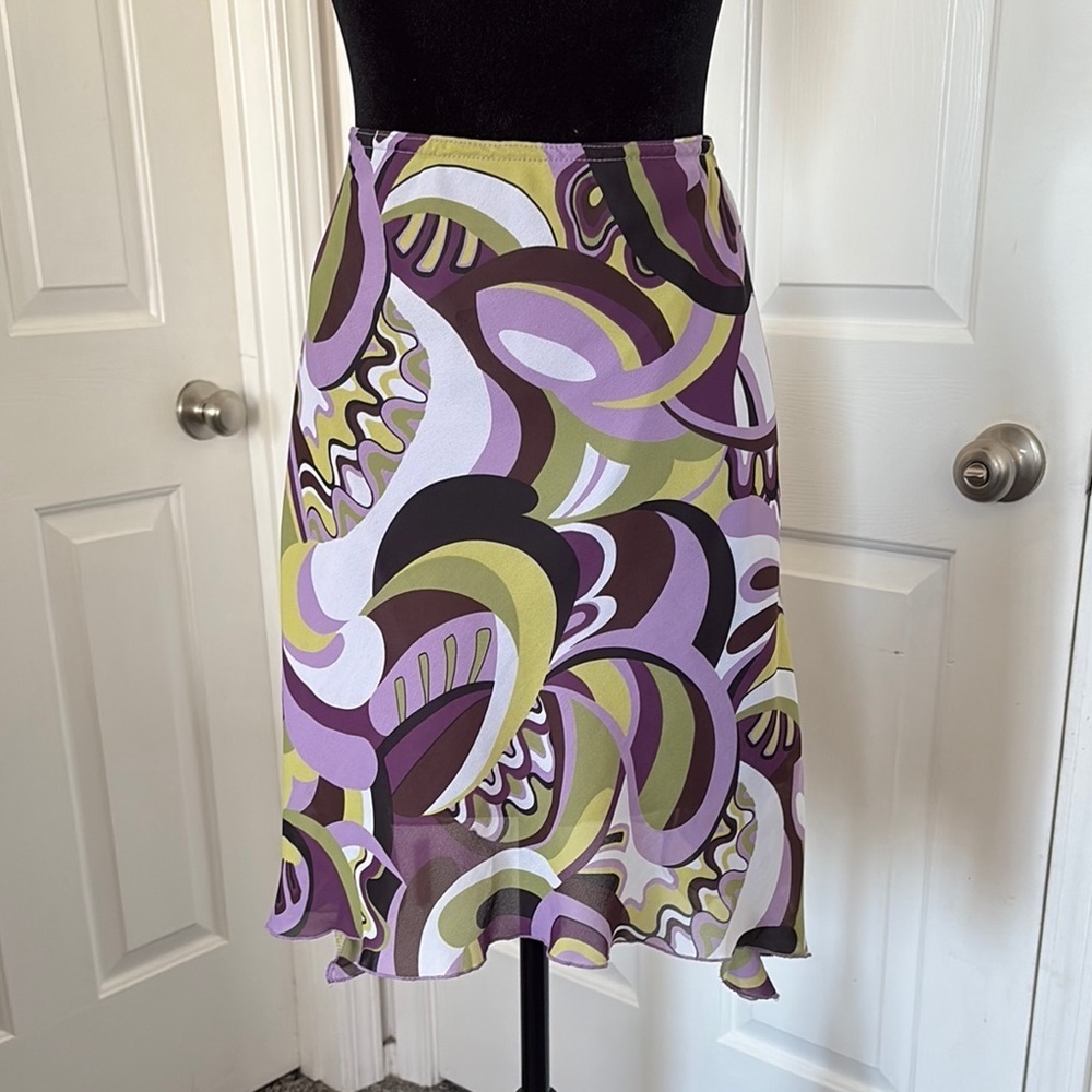 A. Byer Y2k Patterned Asymmetrical A-Line Skirt